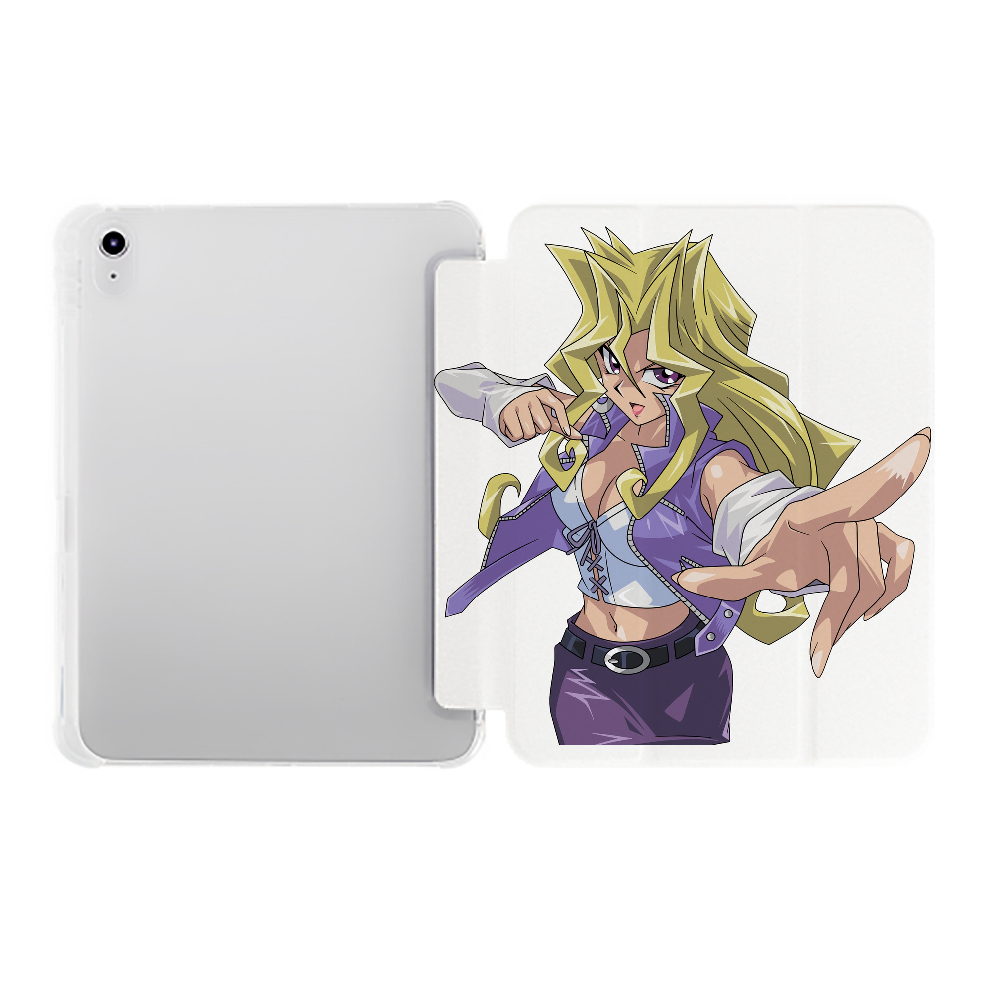 （画像用） 遊☆戯☆王 Yu-Gi-Oh! IPad ケース ペン収納付き 三つ折りスタンド PUレザー×シリコン 対応機種9.5/10.5/10.9インチ
